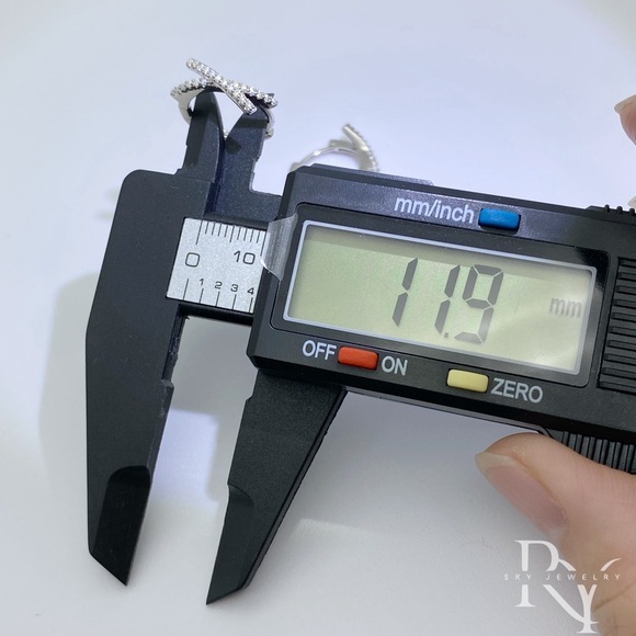 Moissanite Huggies, Big X Shape Huggie Earrings, Solid Silver Diamonds Hoop - Picture 6 of 8